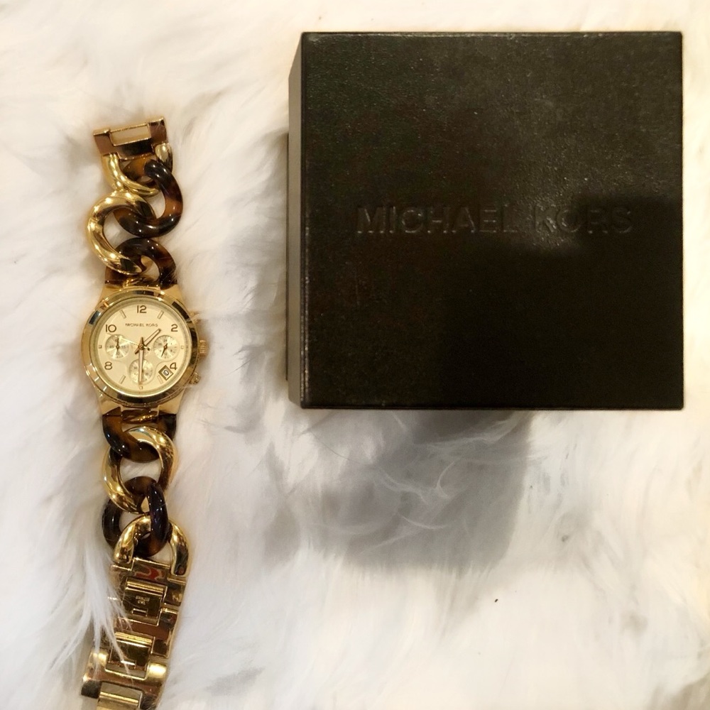 Michael Kors Braided Gold & Tortoise Watch